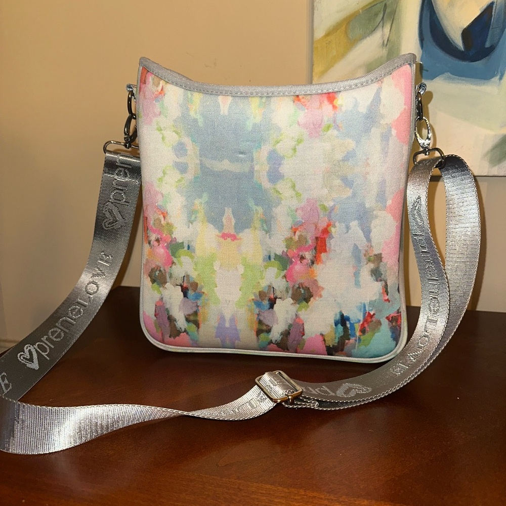Vibrant Multicolor Crossbody Bag with Silver Strap